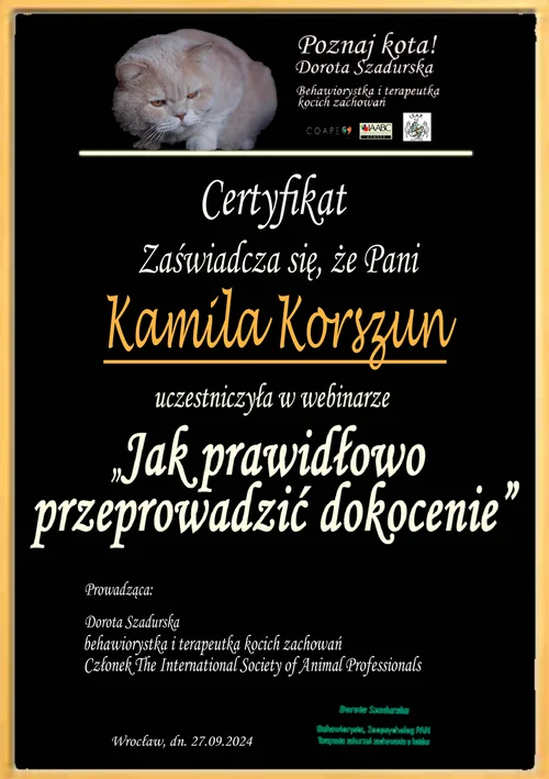 Certyfikat Jak prawidłowo przeprowadzić dokocenie